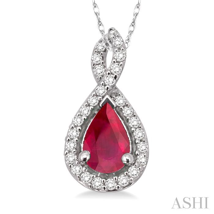 PEAR SHAPE GEMSTONE & DIAMOND PENDANT