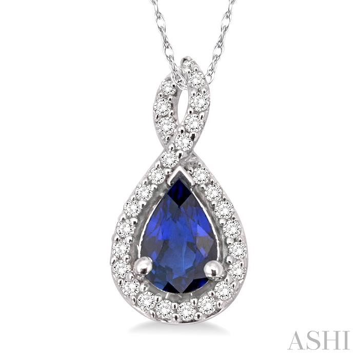 PEAR SHAPE GEMSTONE & DIAMOND PENDANT