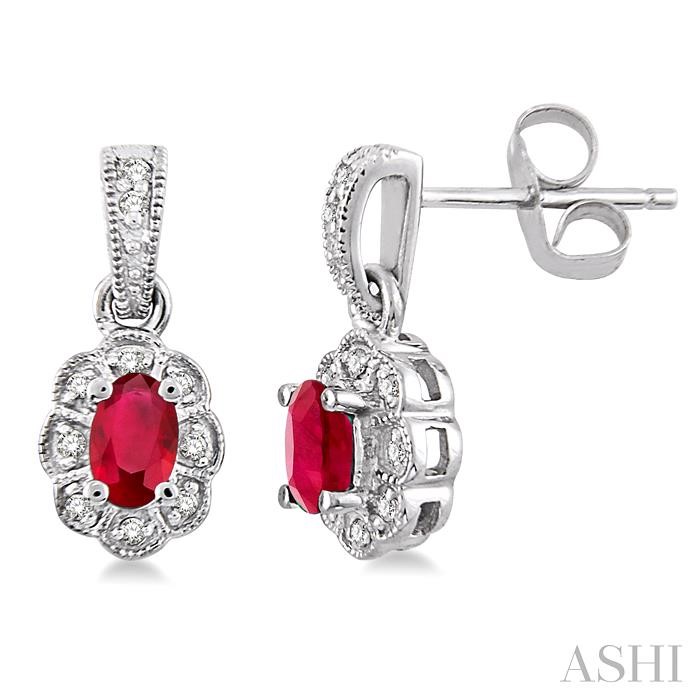 OVAL SHAPE GEMSTONE & DIAMOND EARRINGS