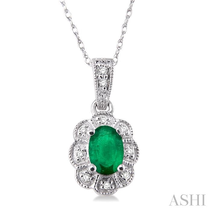 OVAL SHAPE GEMSTONE & DIAMOND PENDANT