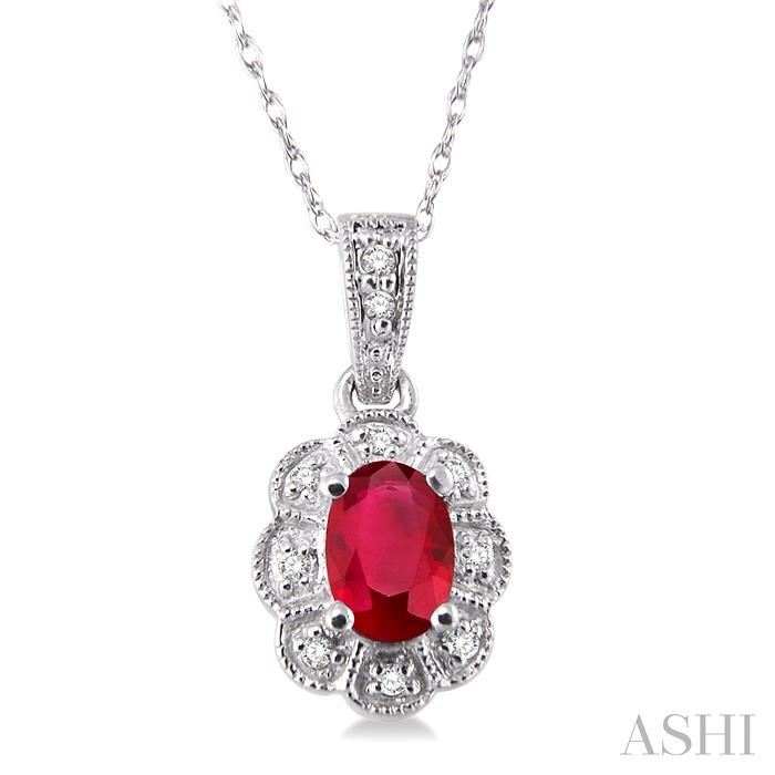 OVAL SHAPE GEMSTONE & DIAMOND PENDANT