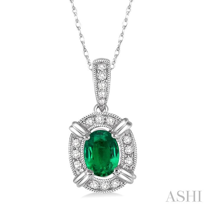 OVAL SHAPE GEMSTONE & DIAMOND PENDANT
