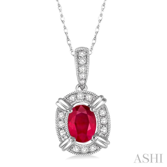 OVAL SHAPE GEMSTONE & DIAMOND PENDANT
