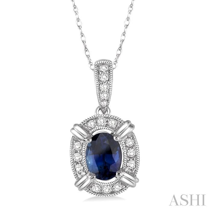 OVAL SHAPE GEMSTONE & DIAMOND PENDANT