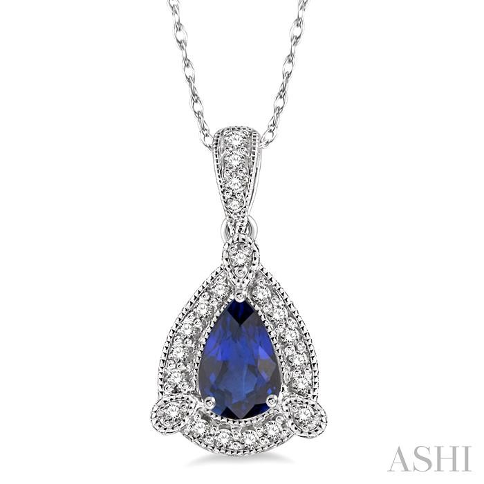 PEAR SHAPE GEMSTONE & DIAMOND PENDANT