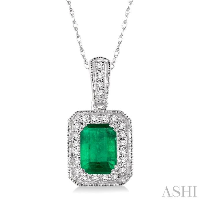 GEMSTONE & HALO DIAMOND PENDANT