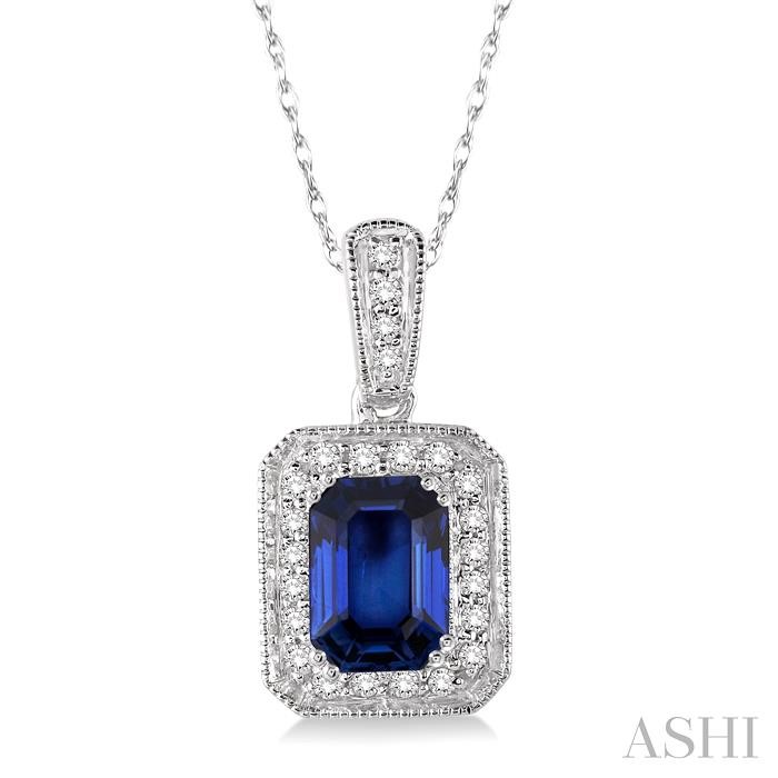 GEMSTONE & HALO DIAMOND PENDANT