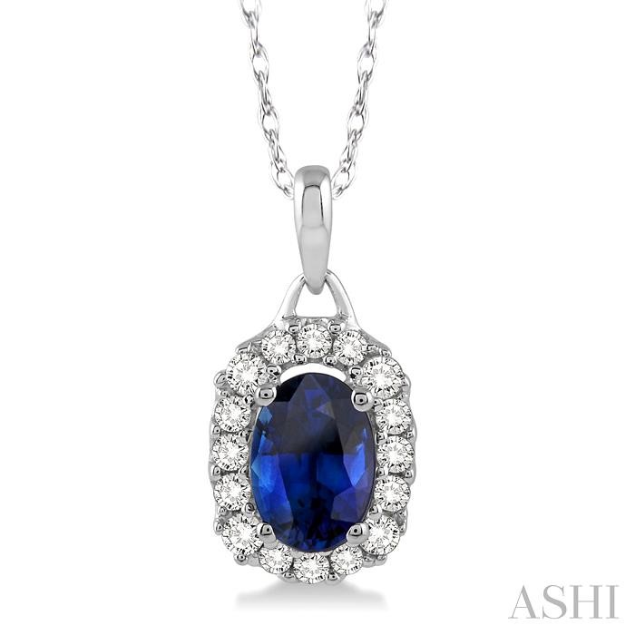OVAL SHAPE GEMSTONE & DIAMOND PENDANT