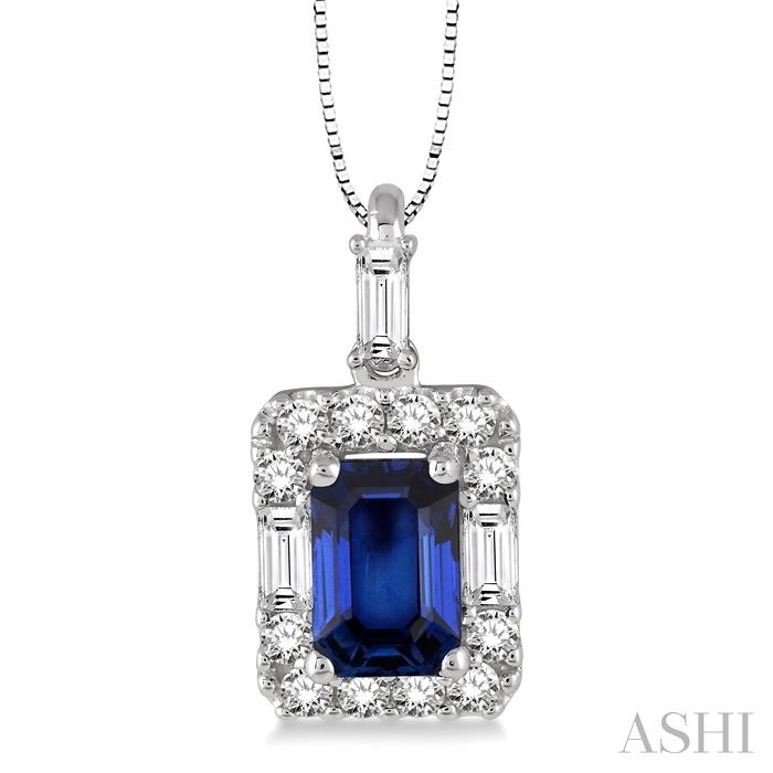 GEMSTONE & HALO DIAMOND PENDANT