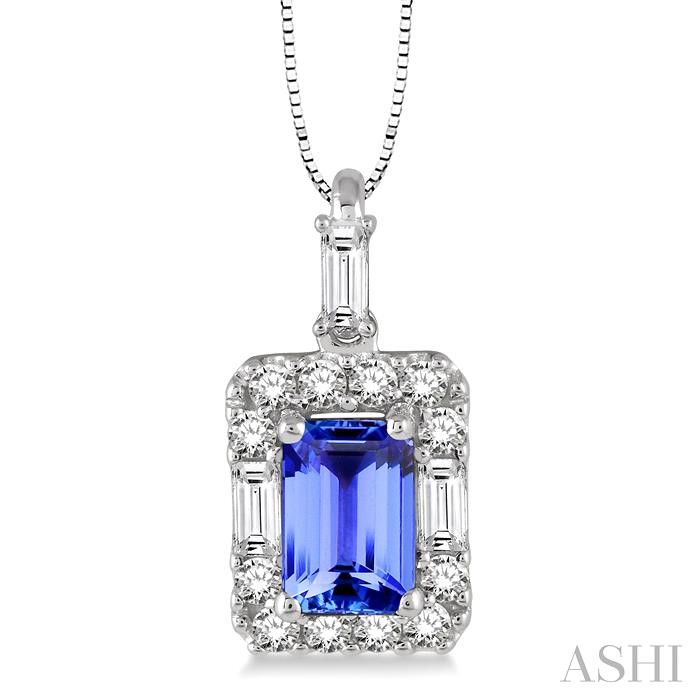 GEMSTONE & HALO DIAMOND PENDANT