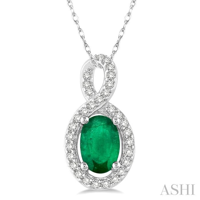 OVAL SHAPE GEMSTONE & DIAMOND PENDANT