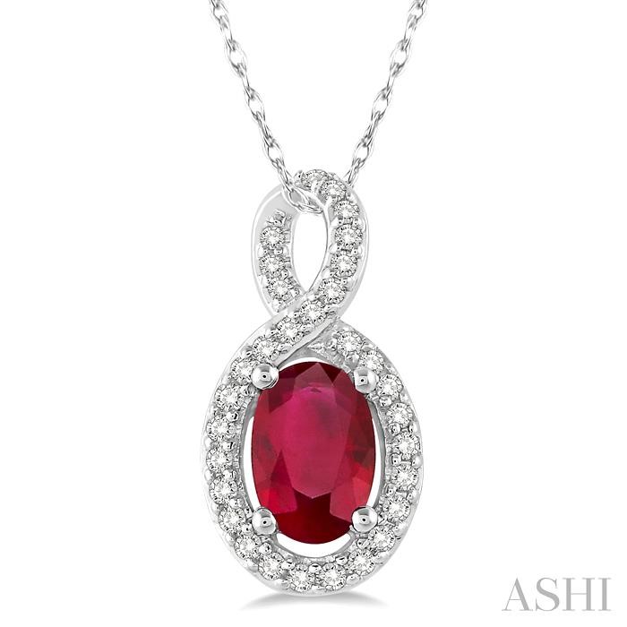 OVAL SHAPE GEMSTONE & DIAMOND PENDANT