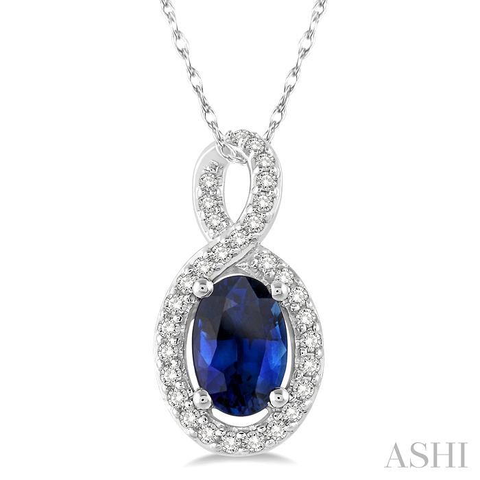 OVAL SHAPE GEMSTONE & DIAMOND PENDANT