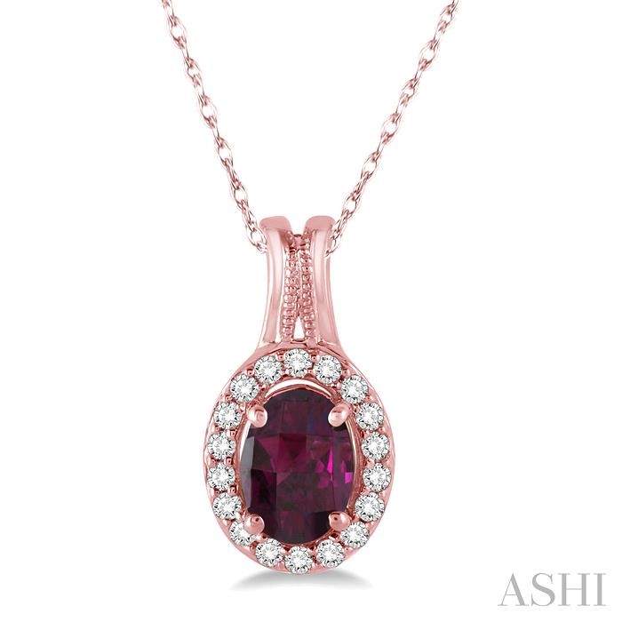 OVAL SHAPE GEMSTONE & DIAMOND PENDANT