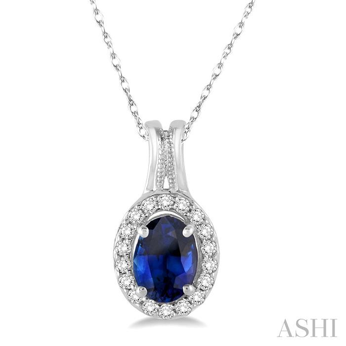 OVAL SHAPE GEMSTONE & DIAMOND PENDANT