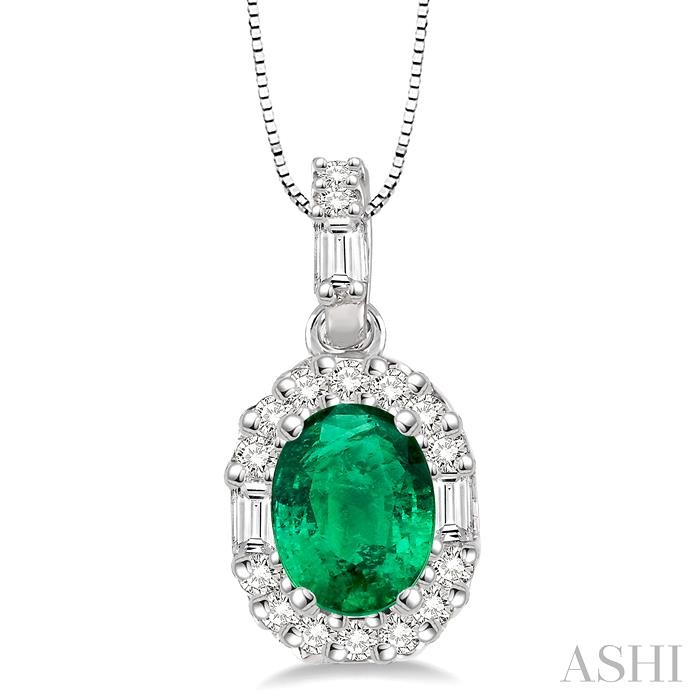OVAL SHAPE GEMSTONE & DIAMOND PENDANT