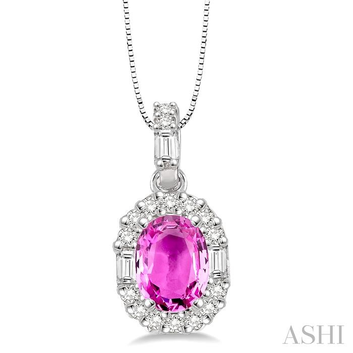 OVAL SHAPE GEMSTONE & DIAMOND PENDANT