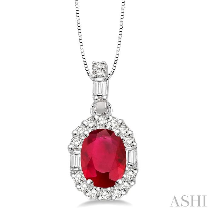 OVAL SHAPE GEMSTONE & DIAMOND PENDANT