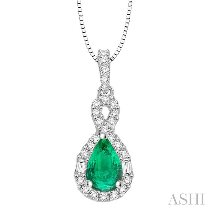 PEAR SHAPE GEMSTONE & DIAMOND PENDANT