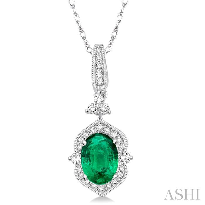 OVAL SHAPE GEMSTONE & DIAMOND PENDANT