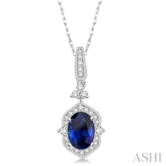 OVAL SHAPE GEMSTONE & DIAMOND PENDANT