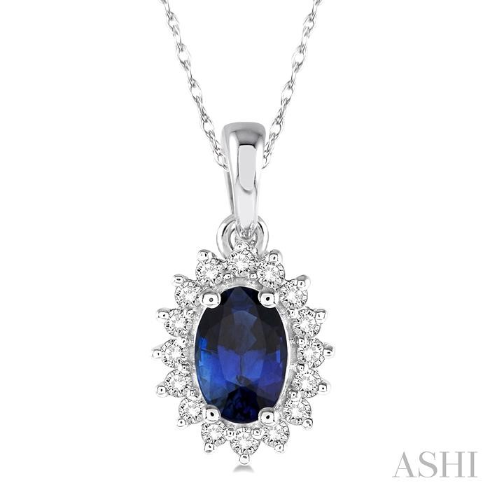 OVAL SHAPE GEMSTONE & DIAMOND PENDANT