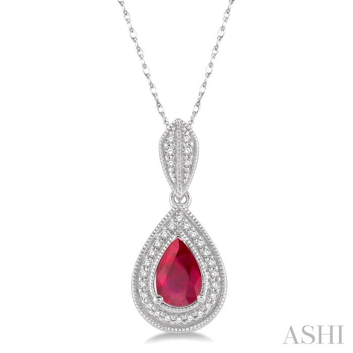 PEAR SHAPE GEMSTONE & DIAMOND PENDANT