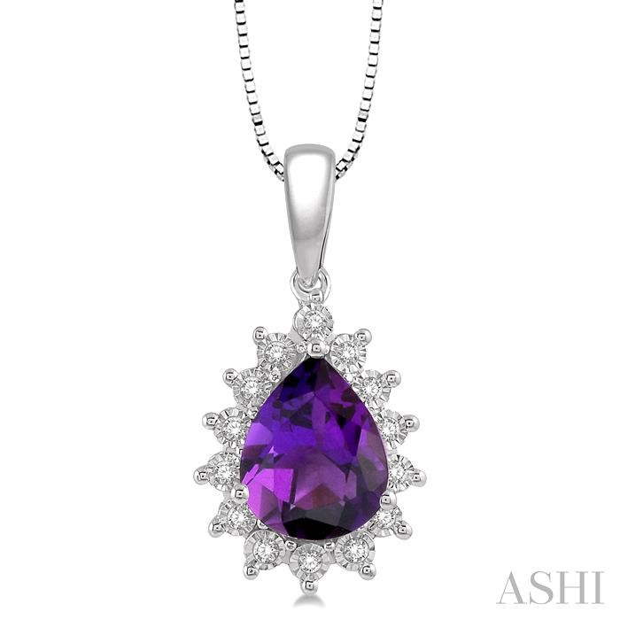 PEAR SHAPE GEMSTONE & DIAMOND PENDANT