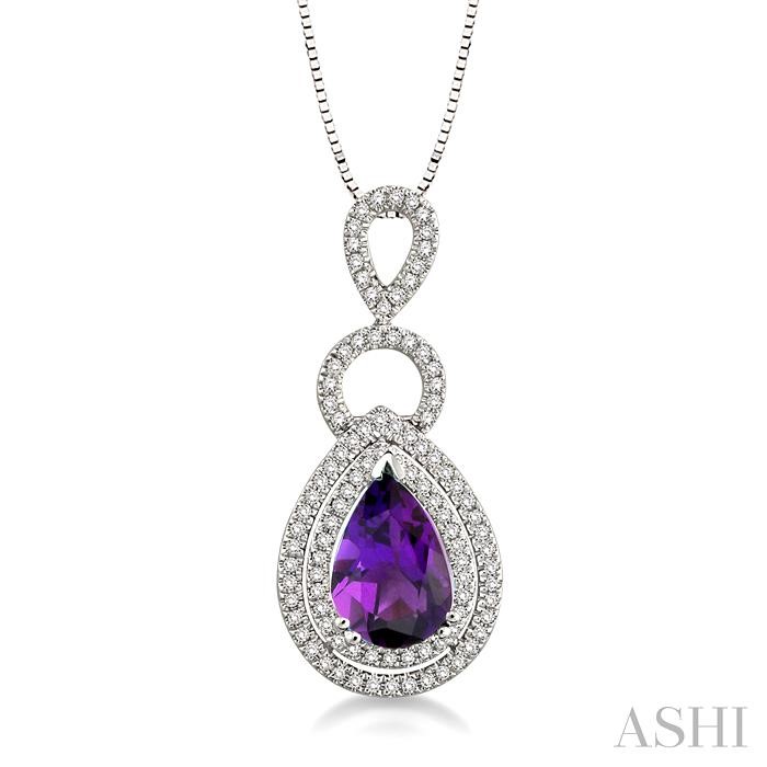PEAR SHAPE GEMSTONE & DIAMOND PENDANT