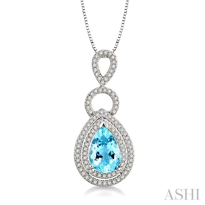 PEAR SHAPE GEMSTONE & DIAMOND PENDANT