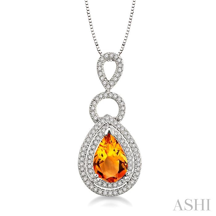 PEAR SHAPE GEMSTONE & DIAMOND PENDANT