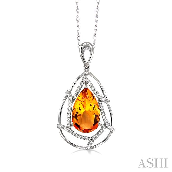 PEAR SHAPE GEMSTONE & DIAMOND PENDANT