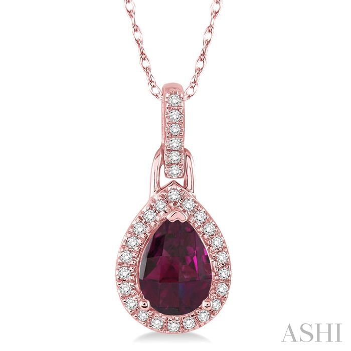 PEAR SHAPE GEMSTONE & DIAMOND PENDANT