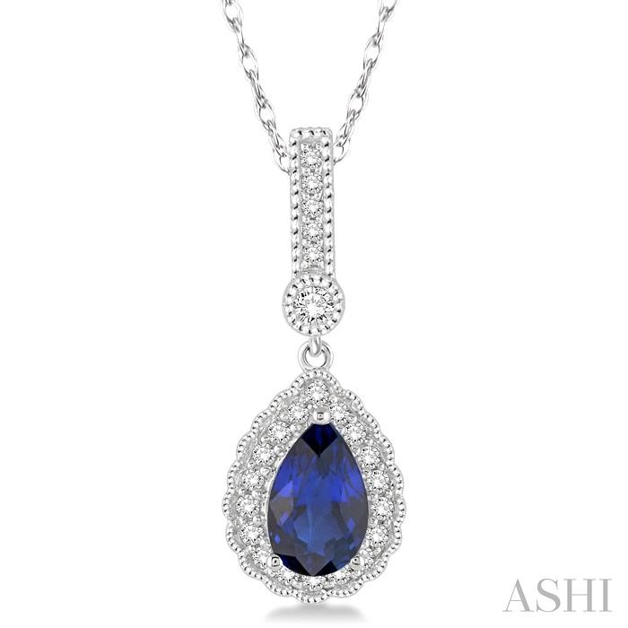 PEAR SHAPE GEMSTONE & DIAMOND PENDANT
