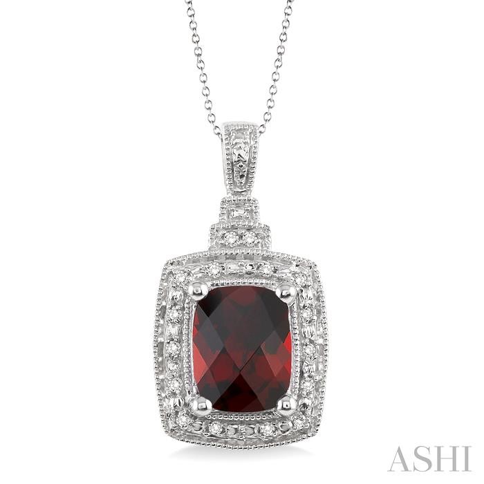 SILVER GEMSTONE & HALO DIAMOND PENDANT