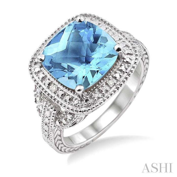 SILVER GEMSTONE & DIAMOND RING