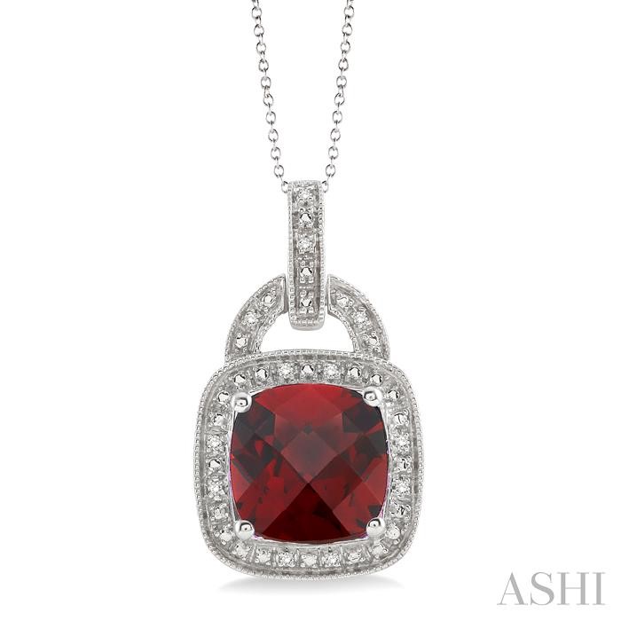 SILVER GEMSTONE & HALO DIAMOND PENDANT
