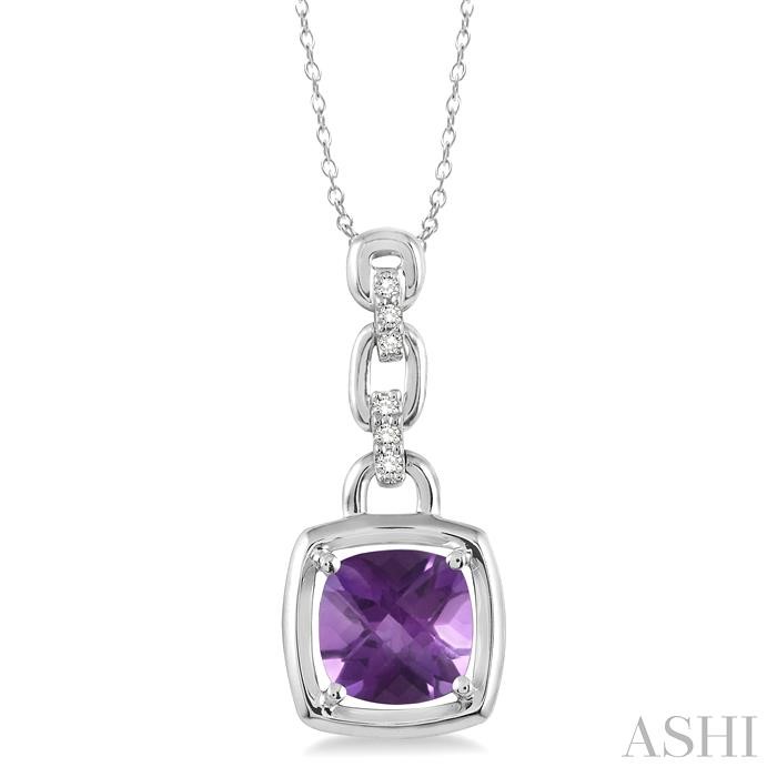 SILVER GEMSTONE & DIAMOND PENDANT
