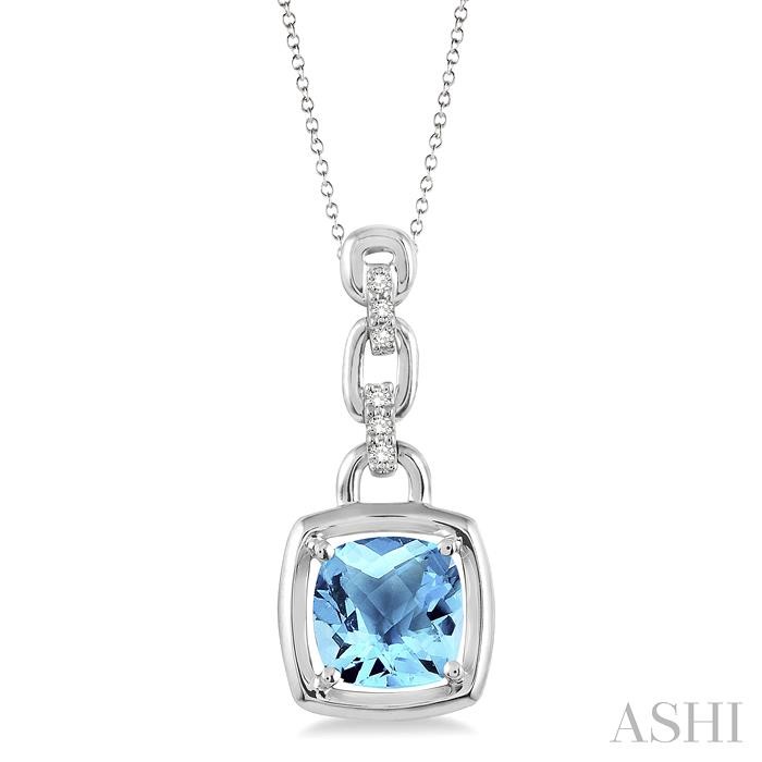 SILVER GEMSTONE & DIAMOND PENDANT