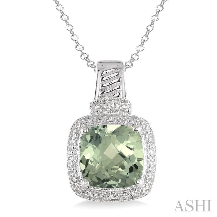 SILVER GEMSTONE & DIAMOND PENDANT