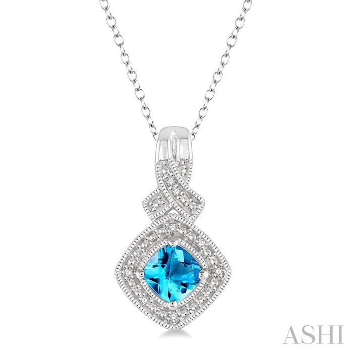 SILVER GEMSTONE & DIAMOND PENDANT