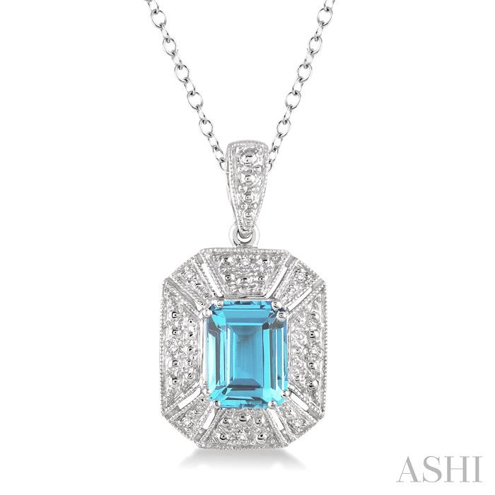 SILVER GEMSTONE & DIAMOND PENDANT