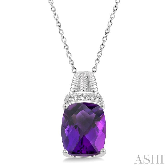 SILVER GEMSTONE & DIAMOND PENDANT