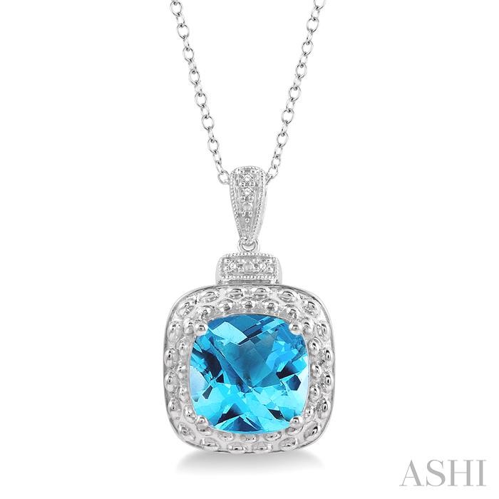 SILVER GEMSTONE & DIAMOND PENDANT