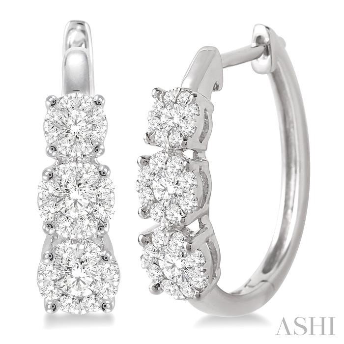 3 STONE LOVEBRIGHT ESSENTIAL DIAMOND HOOP EARRINGS