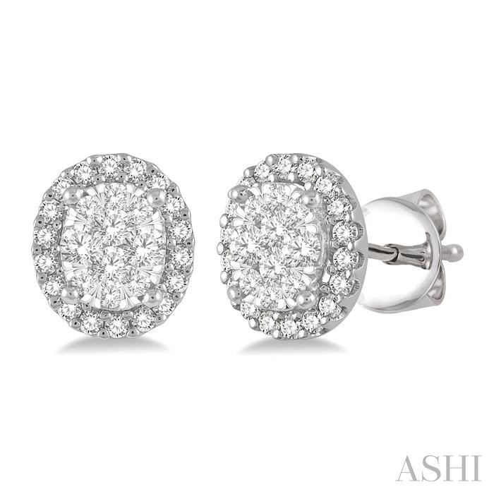OVAL SHAPE HALO LOVEBRIGHT ESSENTIAL DIAMOND EARRINGS