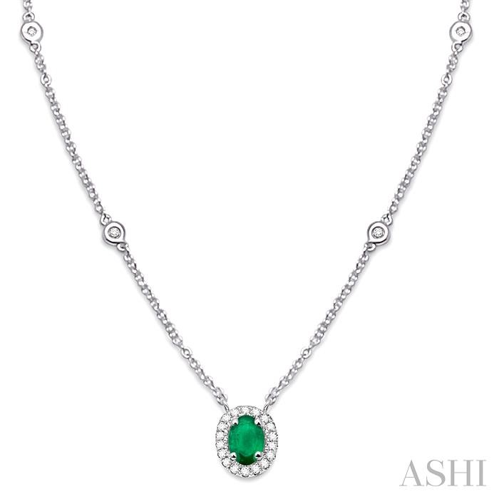 OVAL SHAPE GEMSTONE & DIAMOND STATION NECKLACE